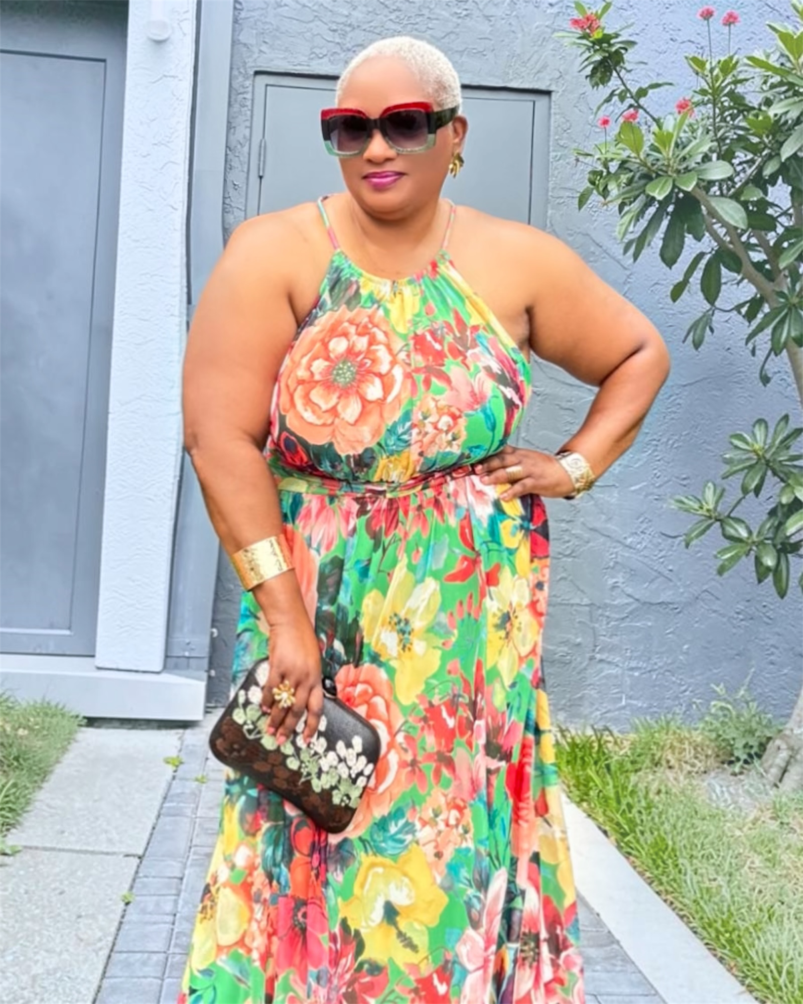 Ruched Waist Mesh Halter Maxi Dress