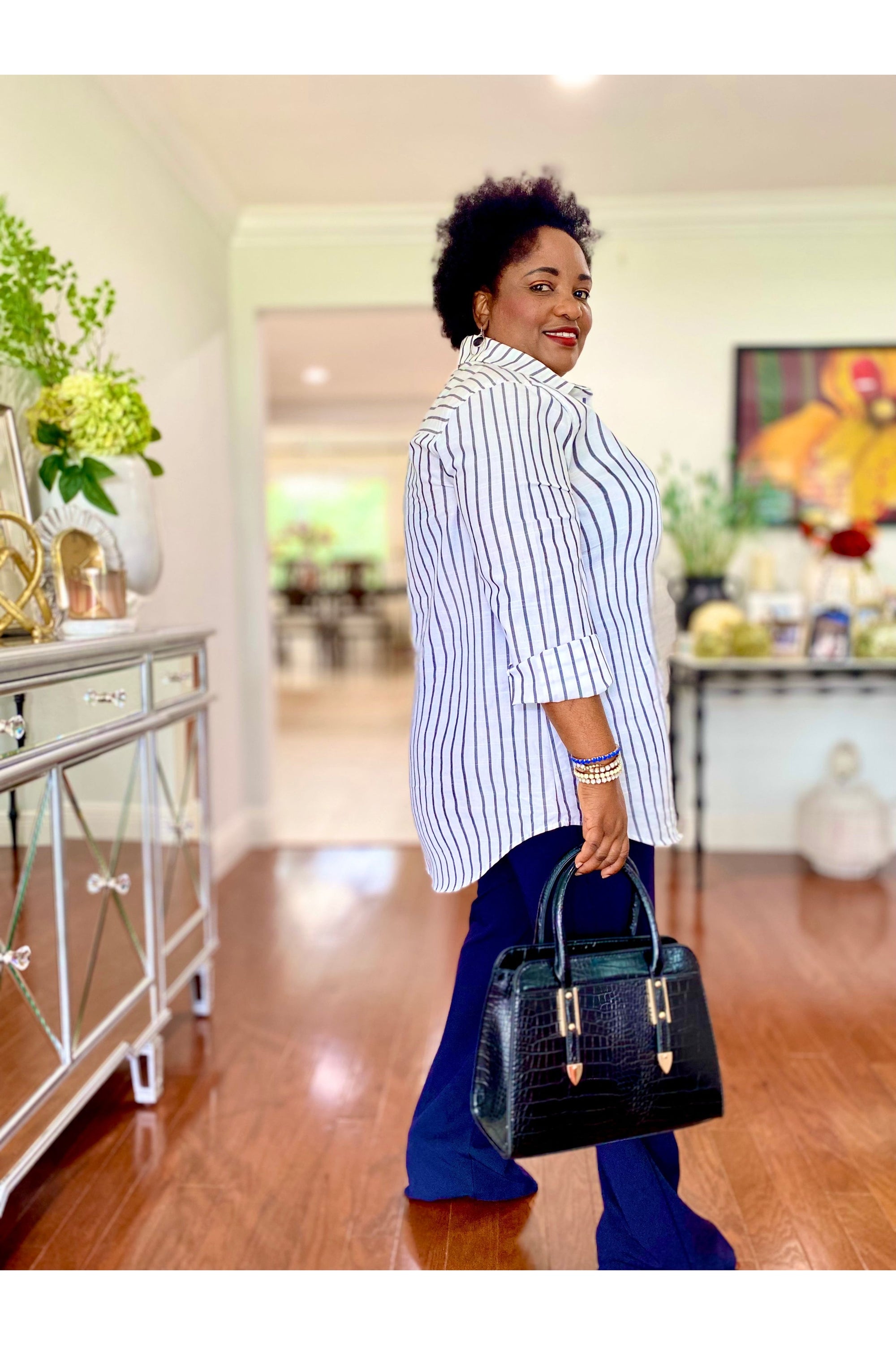 Striped Button Down Shirt - D-S Fashion Sophisticated Boutique
