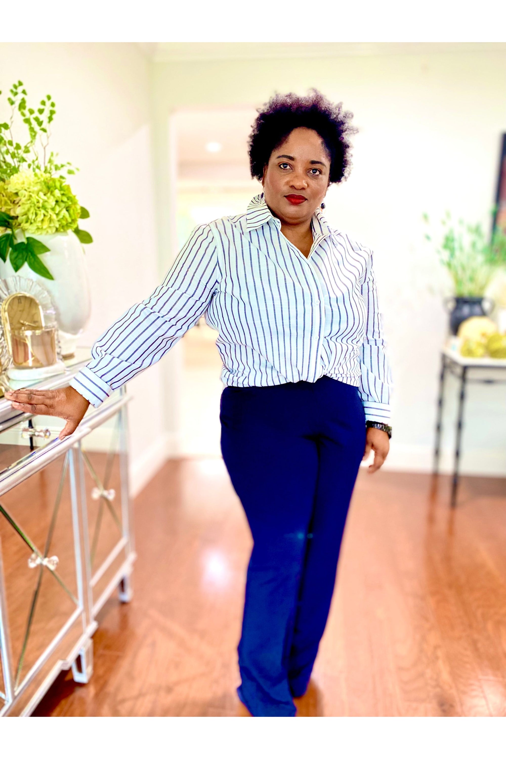 Striped Button Down Shirt - D-S Fashion Sophisticated Boutique