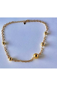 Oval Chain Necklace With Golden Spheres - D-S Fashion Sophisticated Boutique