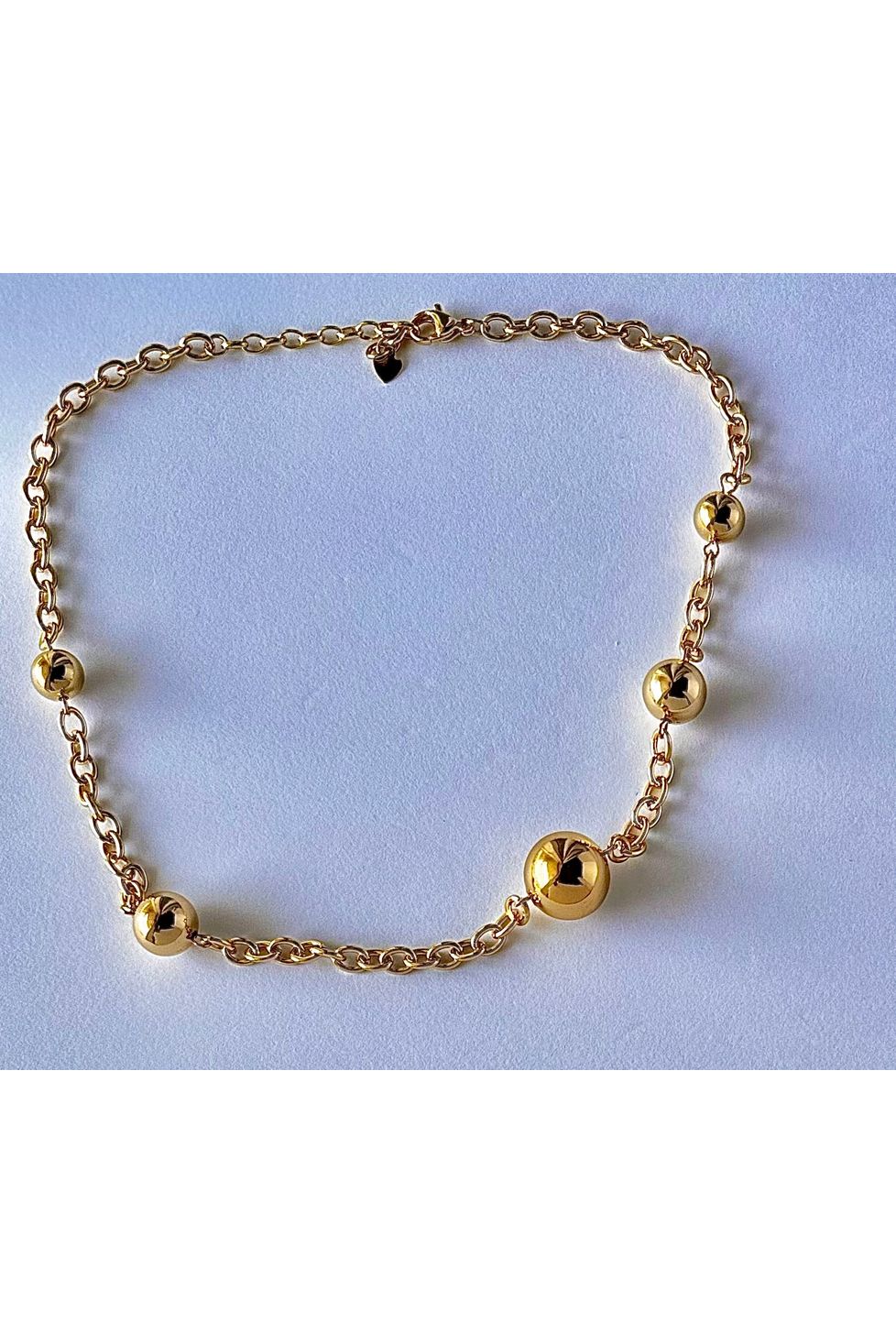 Oval Chain Necklace With Golden Spheres - D-S Fashion Sophisticated Boutique