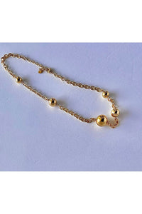 Oval Chain Necklace With Golden Spheres - D-S Fashion Sophisticated Boutique