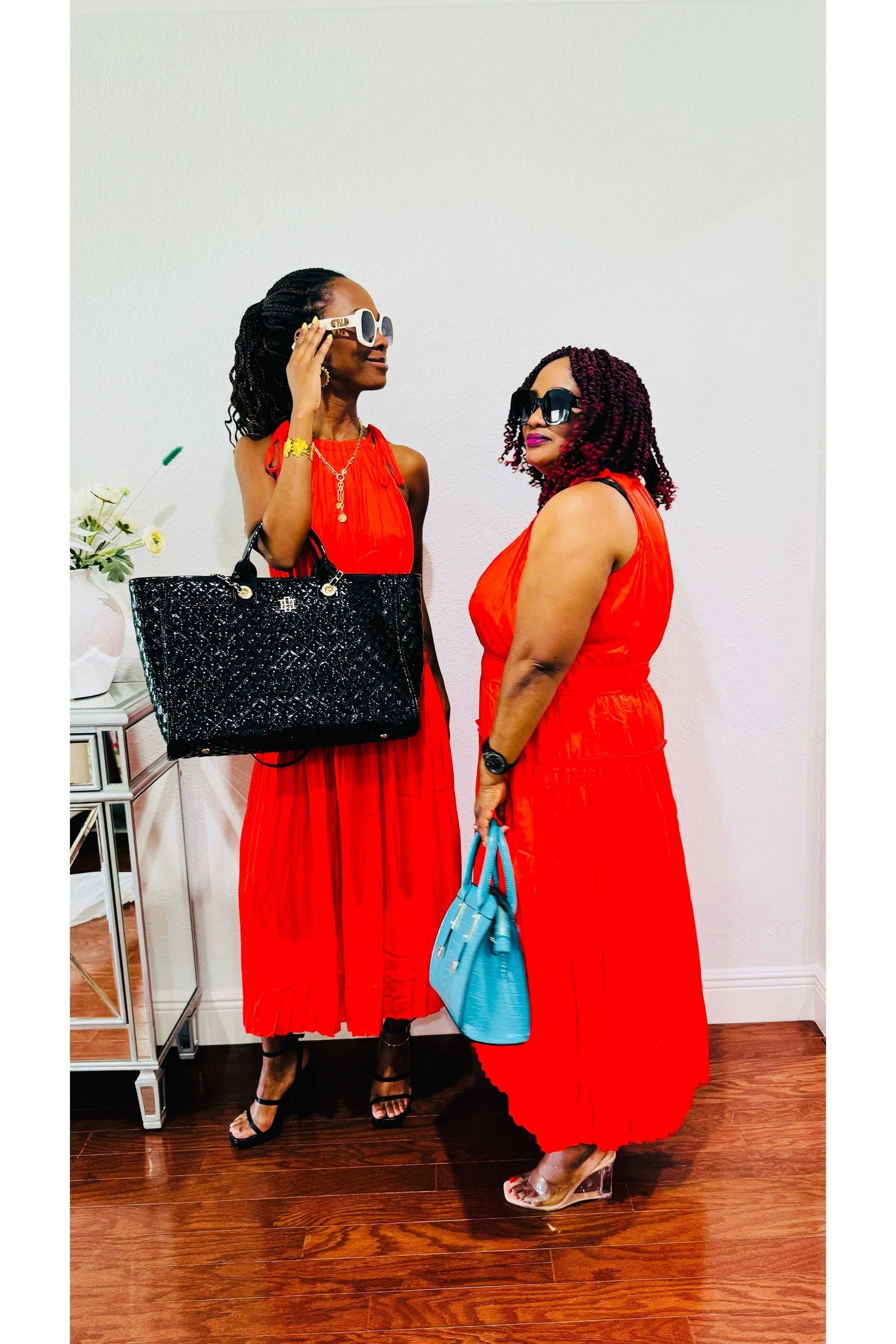 Pleated Halter Midi Dress — elegant polyester pleated midi dress for women, perfect for weddings, formal events, and sophisticated evening wear.