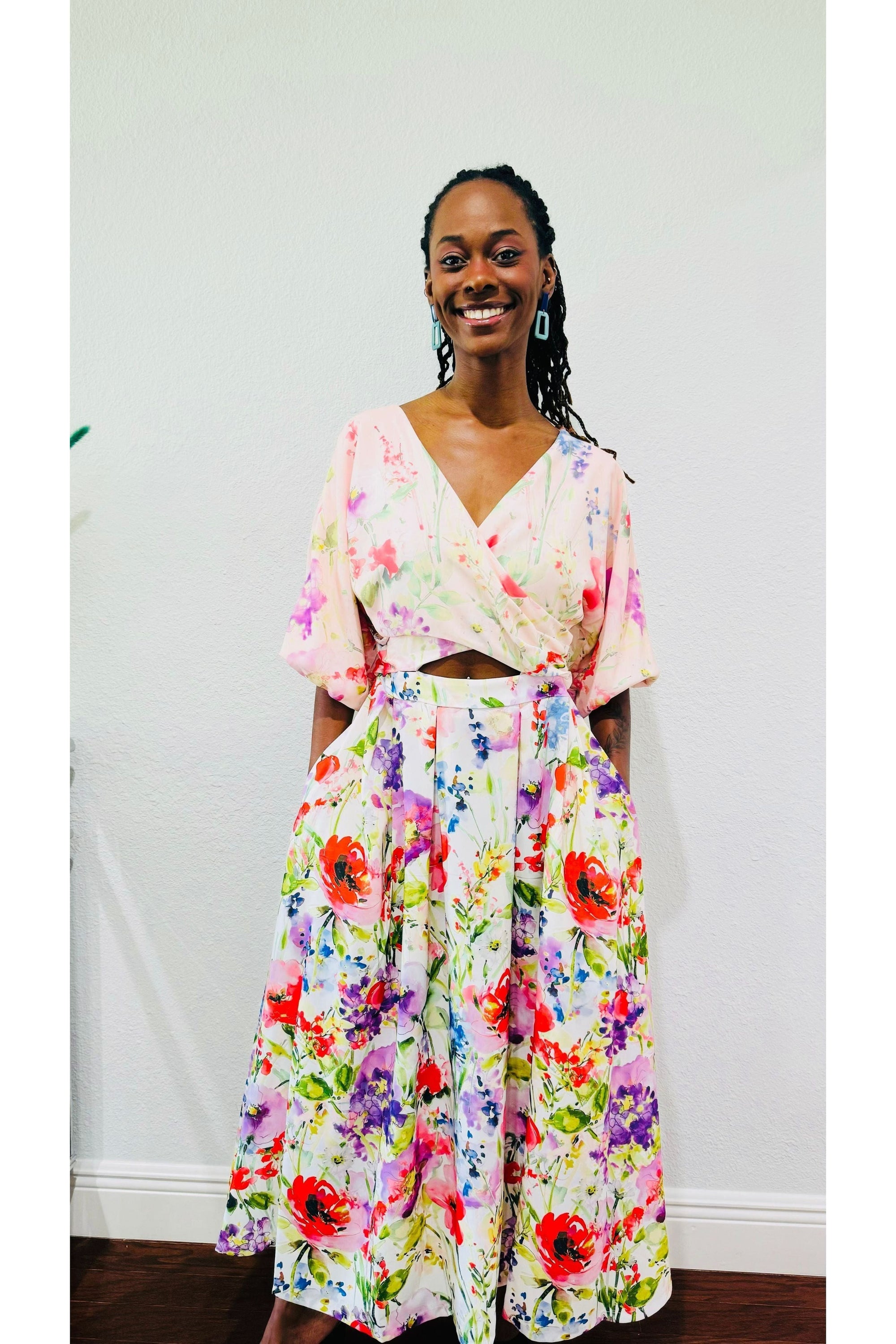 Drapey Twill Dress, elegant women’s fashion dress, lightweight polyester midi dress for work, brunch, or special events, flattering for all body types.