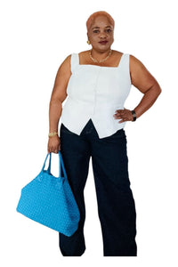 Square Neck Button Down Vest - D-S Fashion Sophisticated Boutique