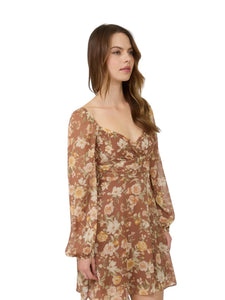 Floral Sweetheart Long Sleeve Back Tie Mini Dress for Women – romantic floral mini dress for work, brunch, or special occasions. Affordable women’s fashion and elegant clothing from DS Fashion Sophisticated Boutique.