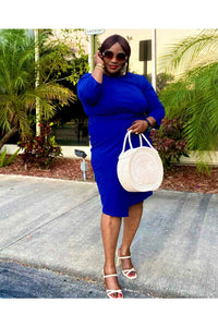 Elegant Twist Side Long Sleeve Dress for Women – Perfect for work, formal events, and leisure wear. Stylish plus-size fashion from DS Fashion Sophisticated Boutique with elegant clothing and quality accessories.